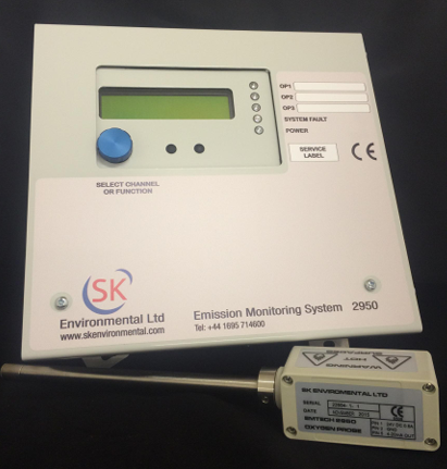 英国SK Environmental,燃烧装置测量,SK 2950 型烟气分析仪,用于控制氧含量或发出警报并触发外部设备, 熔炉,焚烧炉,锅炉