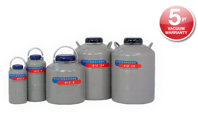 statebourne液氮罐，生物系列，带有内部滤罐的冰箱，用于在手杖上存储吸管或冷冻管