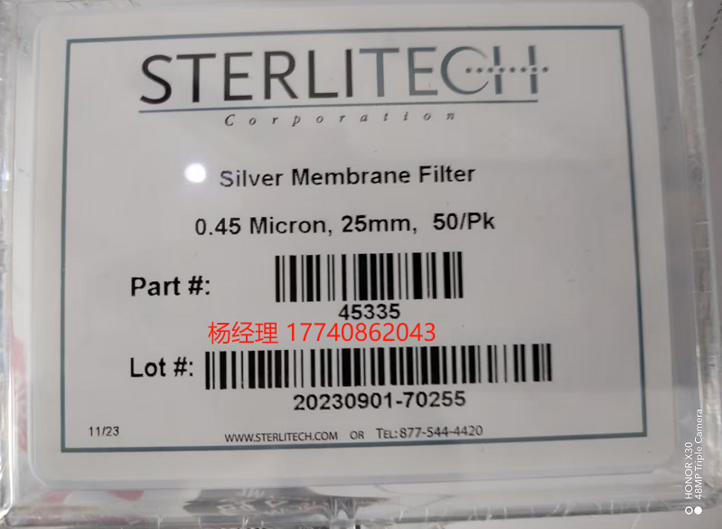 美国 Sterlitech 银膜 Silver Membranes 45335 现货供应