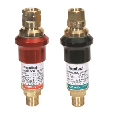 美国SuperFlash, 可复位回火防止器,DS-1000型,带压敏气体截止阀,用于保护气缸调节器和攻丝点