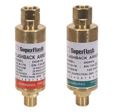 美国SuperFlash, Highflow, 焊炬和调节器安装式回火防止器,适用于高流量应用