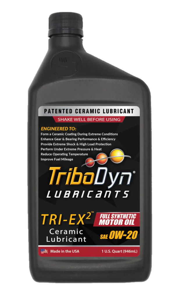 TriboDyn TRI-EX2 0W-20 全合成机油 （DEXOS） 陶瓷润滑油 多用途润滑油为小排量涡轮增压和汽油直喷 （GDI） 发动机提供低速提前点火 （LSPI） 保护 超强热分解保护