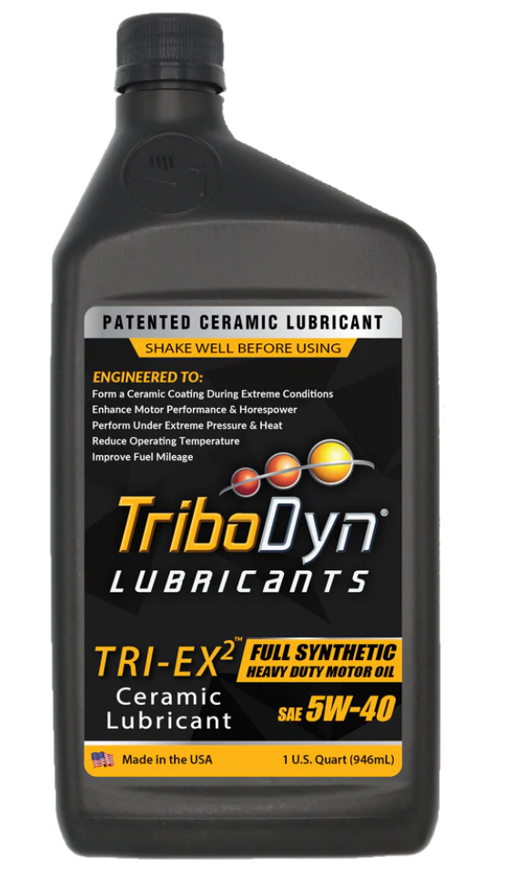 TriboDyn® TRI-EX2 5W-40全合成HD机油 获得专利的陶瓷润滑剂 100%合成多用途润滑剂专为当今的高性能柴油和汽油发动机设计