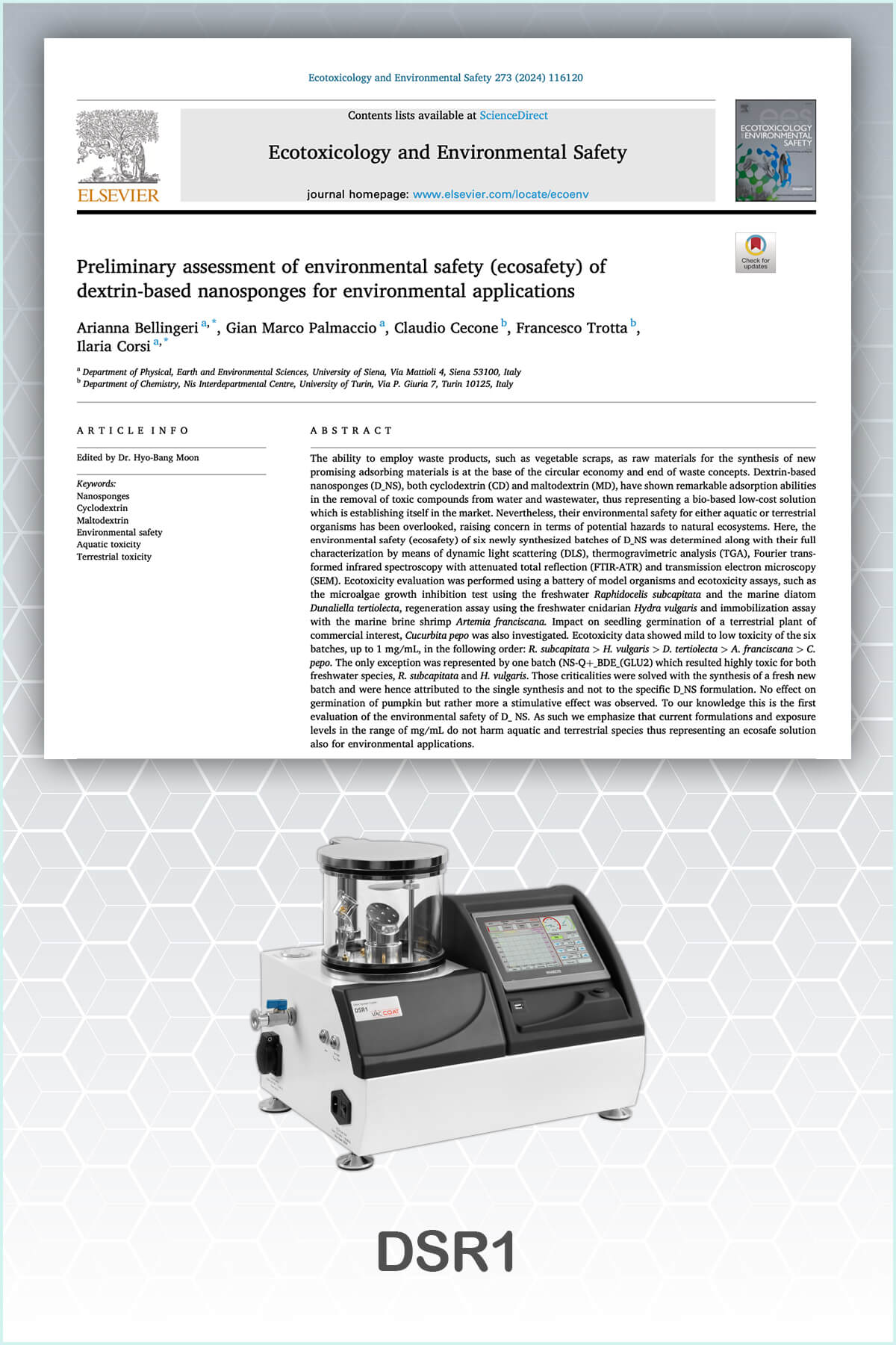 【论文】Gold coating Dextrin-based nanosponges by DSR1 SEM coater