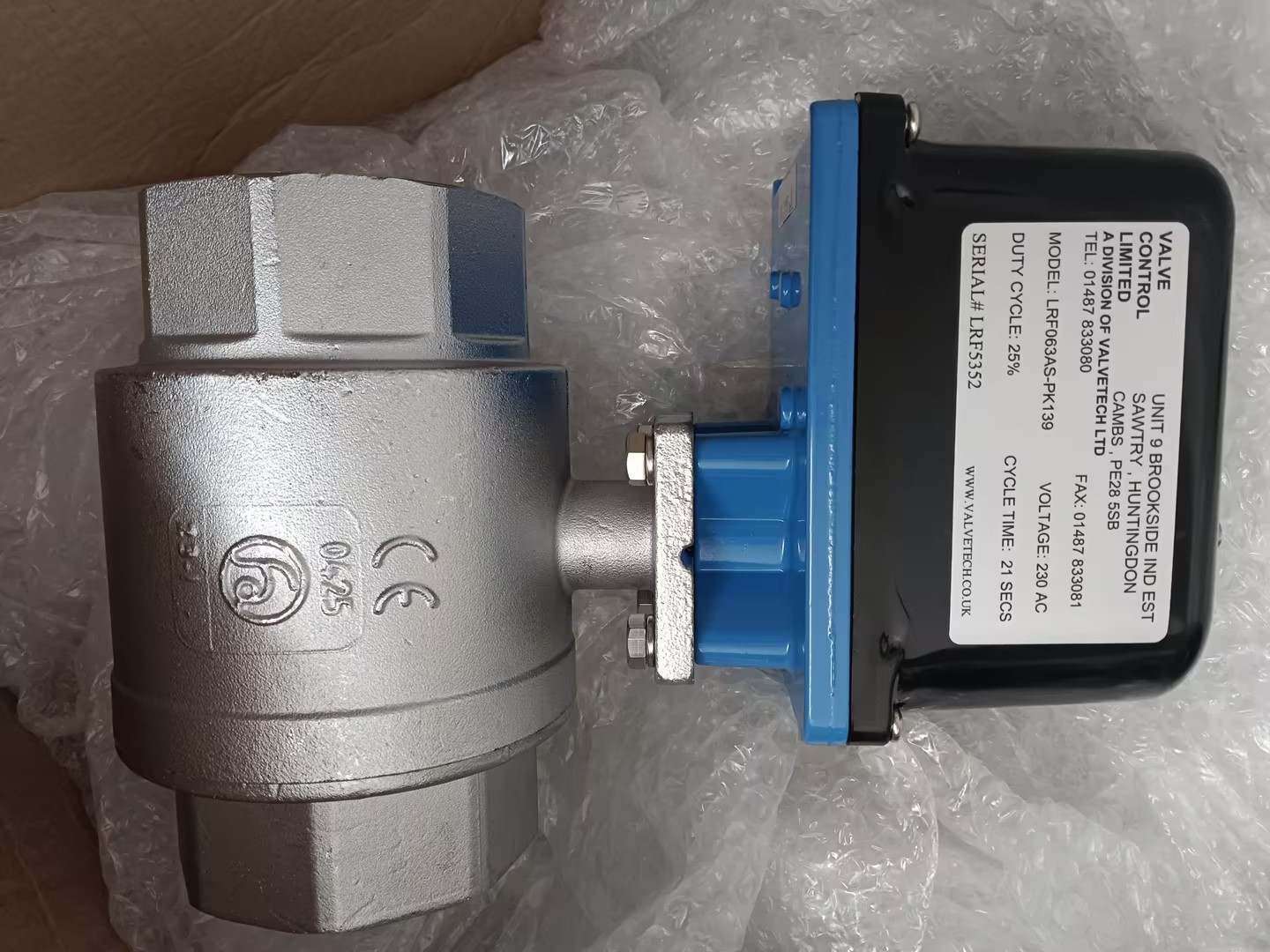 英国Valvetech Ltd RF063AS-PK139电动球阀带执行器,Valvetech阀门