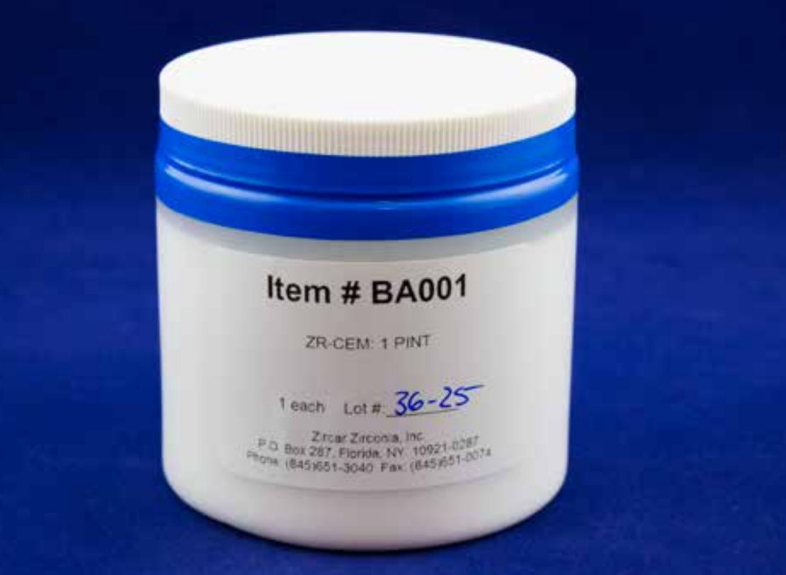 美国Zircar Zirconia -ZR-CEM系列  钇稳定氧化锆水泥 BA001 氧化锆粘合剂